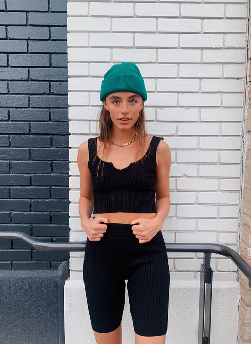 Cali Nights Ribbed Set// Black